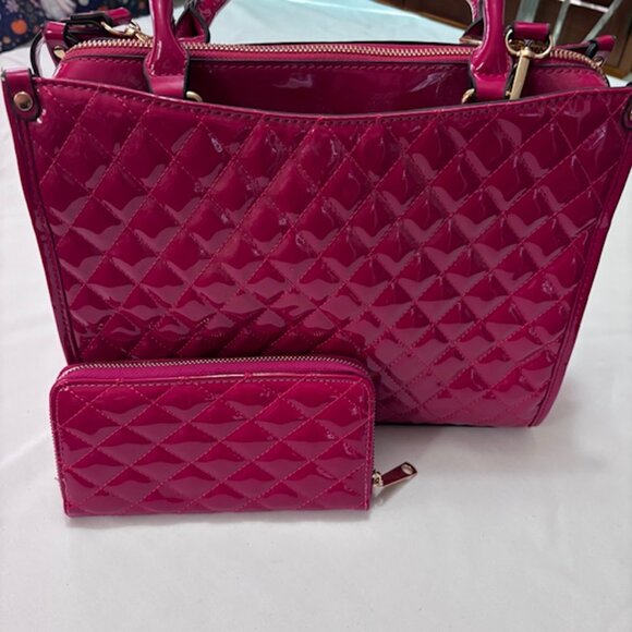 Fucshia Patent Leather Purse & Wallet Set - Picture 2 of 7